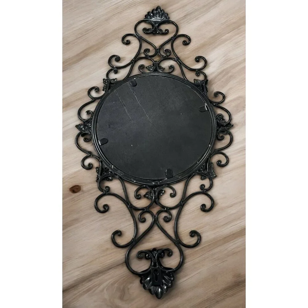 Vintage Ornate Filigree Wall Mirror With Floral Scroll Design